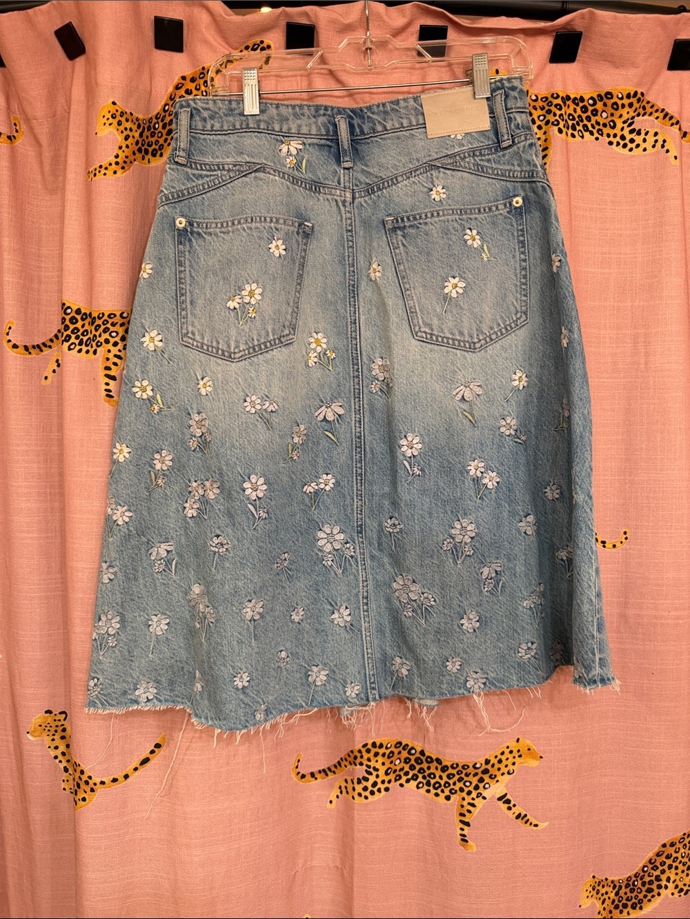 NWOT Free People We The Free Daisy Mae Embroidered Midi Skirt - Picture 12 of 13